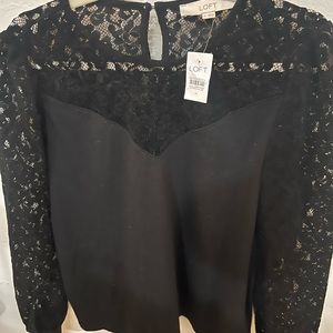 Ann Taylor Loft Black Lace Top - Size Medium